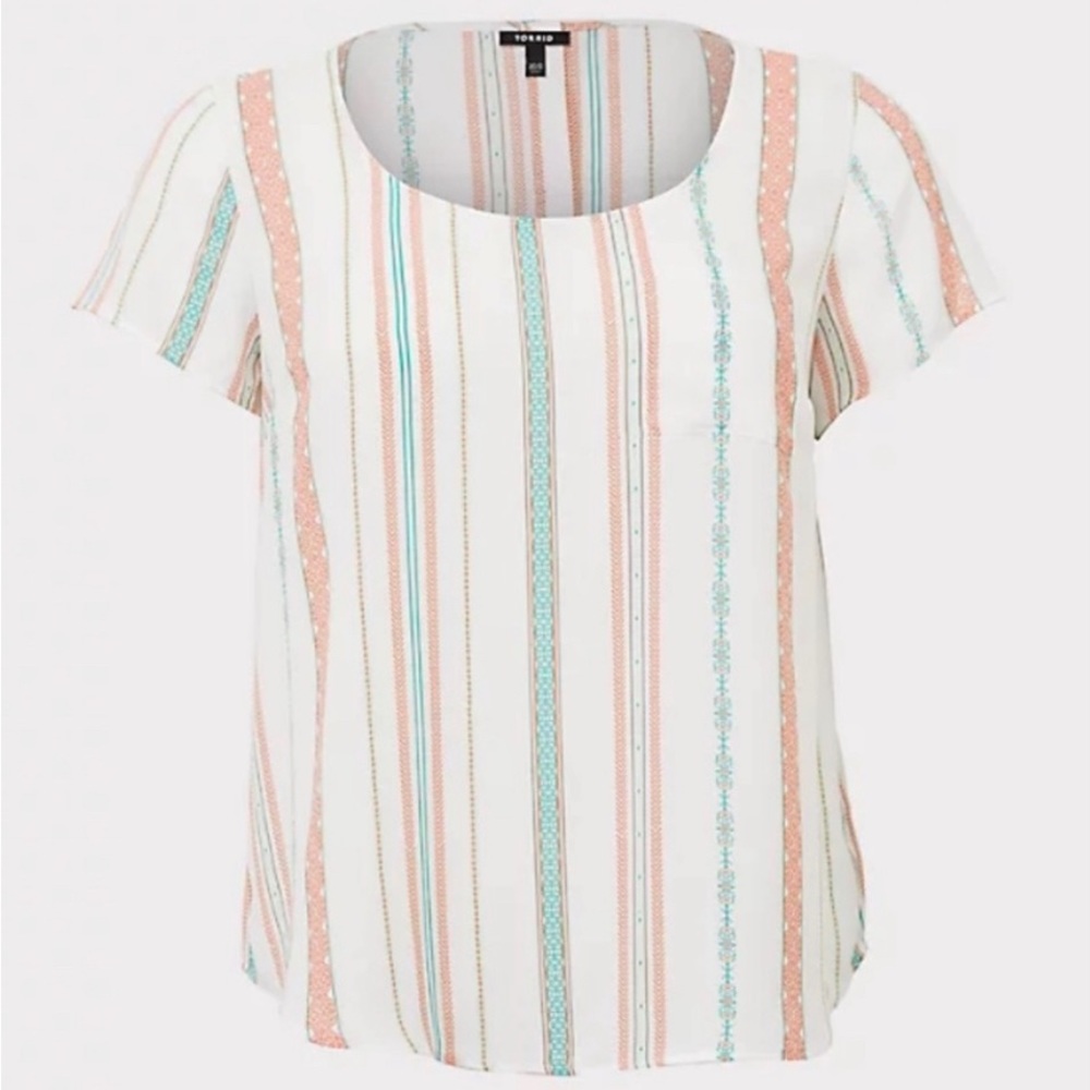 Torrid Size 00 Abbey Georgette Button-Back Short Sleeve Blouse